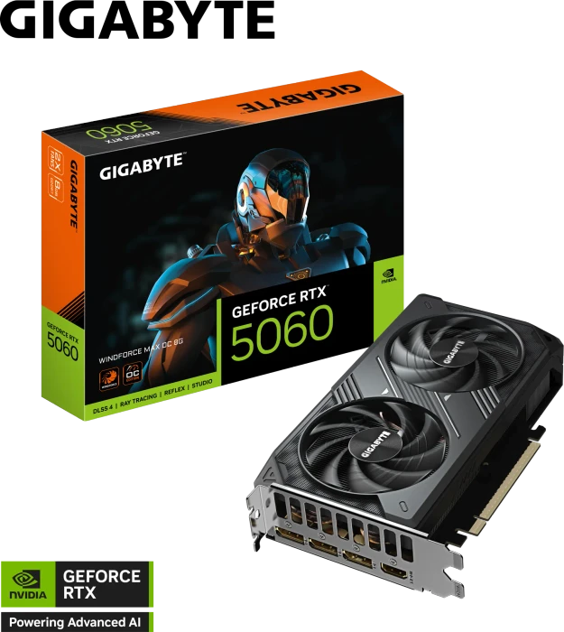 GIGABYTE GeForce RTX 5060 Windforce MAX OC 8G, 8GB GDDR7, HDMI, 3x DP