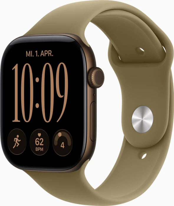Apple Watch Series 12 (GPS) 46mm Aluminium dunkelbronze mit Sportarmband S/M oliv