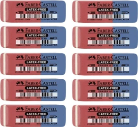 Faber-Castell 7070-40 Radierer latexfrei, rot/blau, 10er-Pack