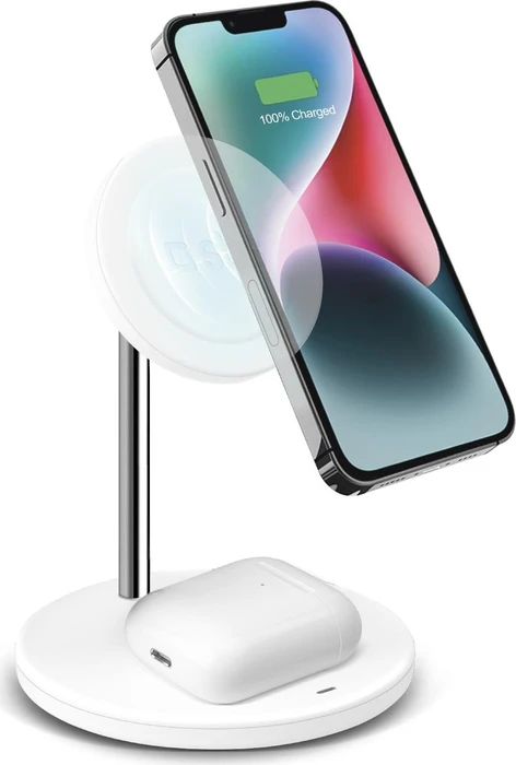 SBS Mobile Kabellose 2-in-1-Ladestation weiß