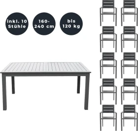 Home Deluxe Casa Madera Gartenmöbel-Set anthrazit, 11-tlg.