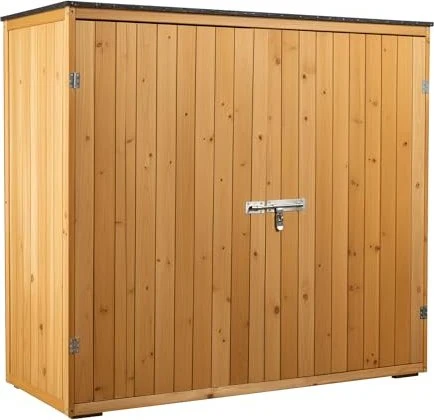 Wiltec 136x127cm Gartenhaus mit Doppeltür natur