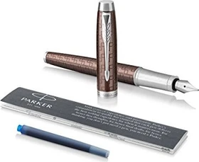 Parker IM Premium brown, rechte Hand, fein, Geschenkbox