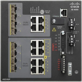 Cisco IE 4000 LAN Base Industrial Railmount Gigabit Managed Switch, 8x RJ-45/SFP, 4x RJ-45, 120W PoE+ (IE-4000-4GC4GP4G-E)