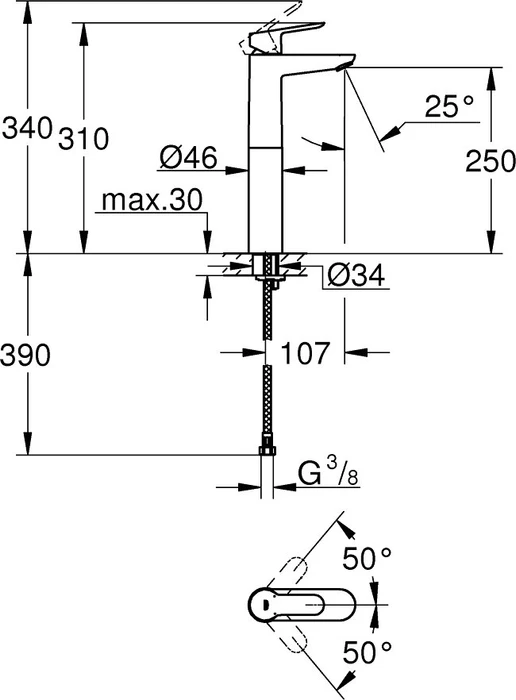 Grohe BauEdge Einhand-Waschbeckenarmatur 1/2" XL-Size chrom
