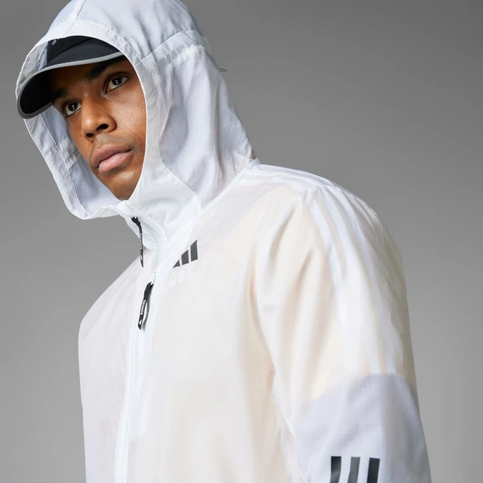 adidas Own The Run 3-Streifen Laufjacke weiß (Herren)