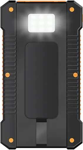 LogiLink Solar Powerbank 6000mAh Taschenlampe 2x USB-A schwarz/orange