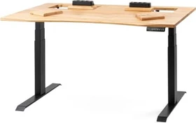 ErgoHide EH003 elektrisch höhenverstellbarer Sitz-Steh-Schreibtisch mit erweitertem Kabelfach und ergonomischer Tischkante 120x80cm Eiche/schwarz