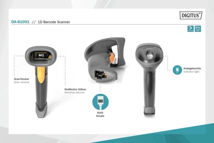 Digitus 2D Barcode Handscanner Bluetooth schwarz