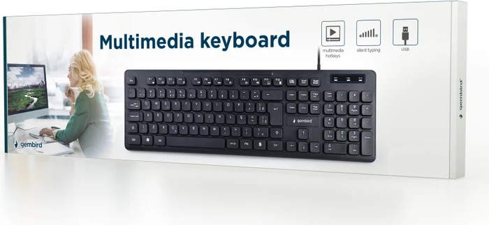 Gembird Multimedia Keyboard, schwarz, USB, DE