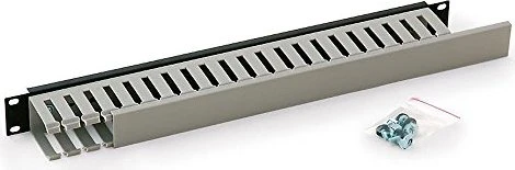 Triton einseitiger 19" Kunststoffkabelkanal, schwarz, 1HE