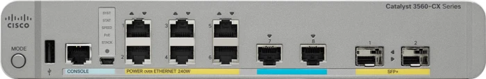 Cisco Catalyst 3560-CX Compact IP Base Desktop Gigabit Managed Switch, 8x RJ-45, 2x SFP+, 240W PoE+