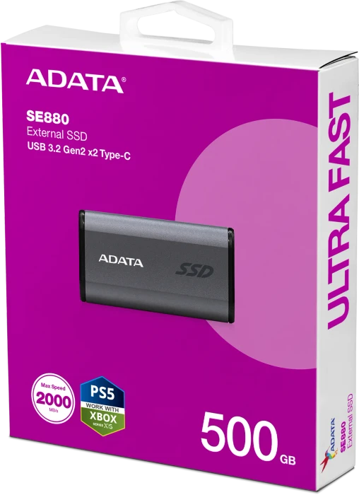 ADATA Elite SE880, Titanium Gray, 500GB, USB-C 3.2