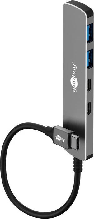 Wentronic goobay Slim 4-Port USB-Hub, 2x USB-C 3.0/2x USB-A 3.0, USB-C 3.0 [Stecker]