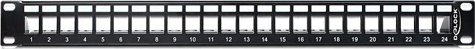 DeLOCK Patchpanel für RJ-45 Keystone Module 19", 24-Port, 1HE, 19", 1HE, schwarz