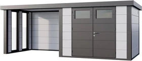Telluria Classico 3024 Gerätehaus inkl. Anbau 2.84m links weiß/grau