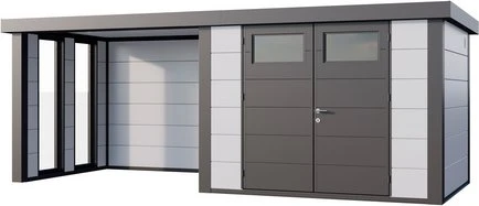 Telluria Classico 3024 Gerätehaus inkl. Anbau 2.84m links weiß/grau