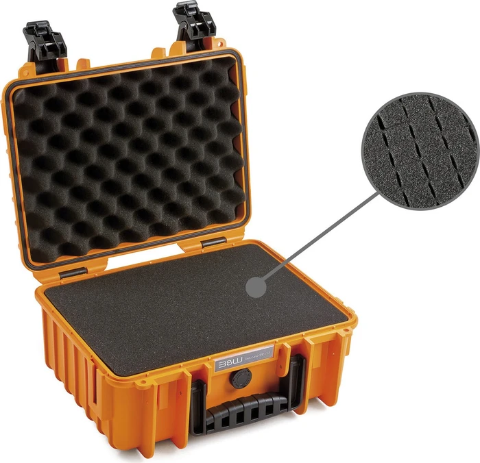 B&W International Outdoor Case Typ 3000 PP.117 Koffer orange mit Schaumstoffeinsatz