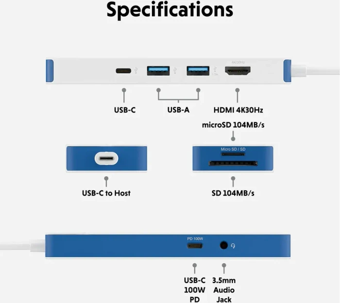 Targus HyperDrive Flex 8, USB-C 3.0 [Stecker], weiß