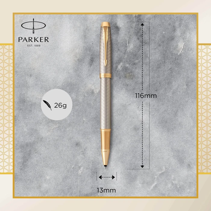 Parker IM Premium Tintenroller (Mine) warm silver/gold trim, Geschenkbox (1931686) – Bild 2 von 7