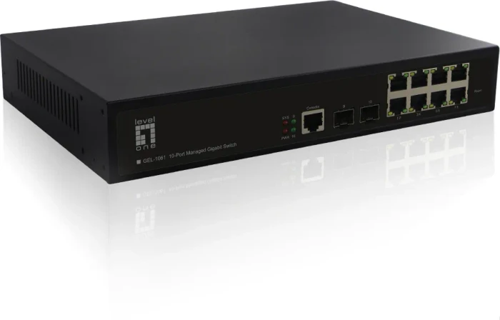LevelOne GEL Desktop Gigabit Managed Switch, 8x RJ-45, 2x SFP
