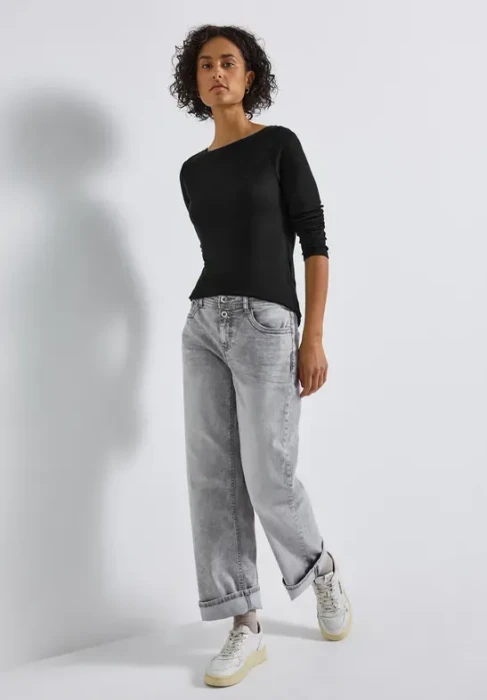 Street One Basic Shirt langarm schwarz (Damen)