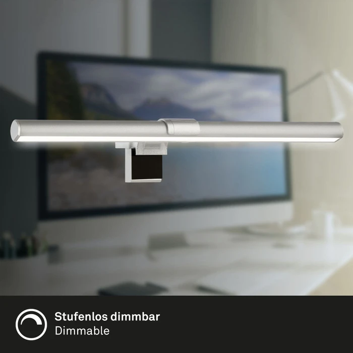 Briloner CCT Monitorleuchte, LED-Lampe für Monitore, dimmbar, silber, USB
