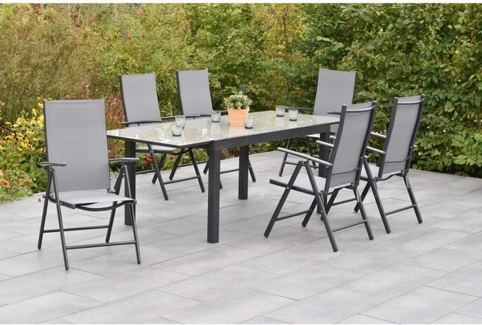 Merxx Amalfi Gartenmöbel-Set grau, 7-tlg.