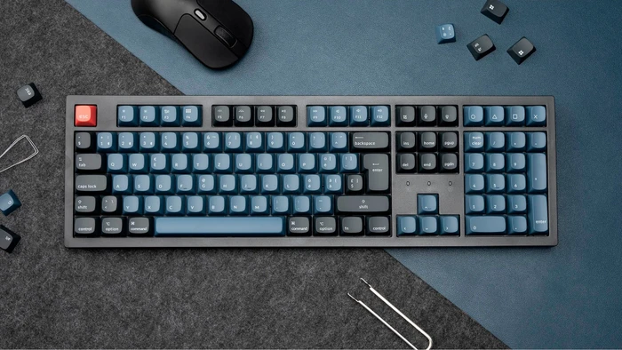 Keychron K10 Pro, schwarz/blaugrau, LEDs RGB, Keychron K Pro BROWN, USB/Bluetooth, DE