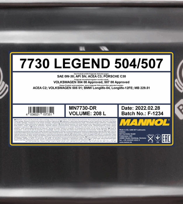 Mannol Legend 504/507 0W-30 208l