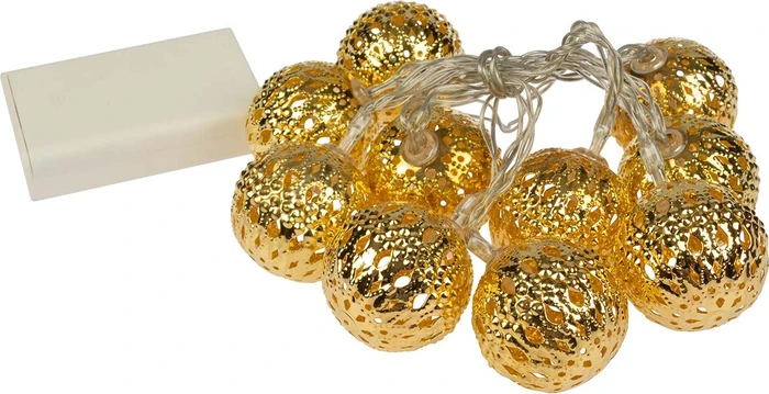 Konstsmide Dekolichterkette Metallkugeln gold LED 10x warmweiß