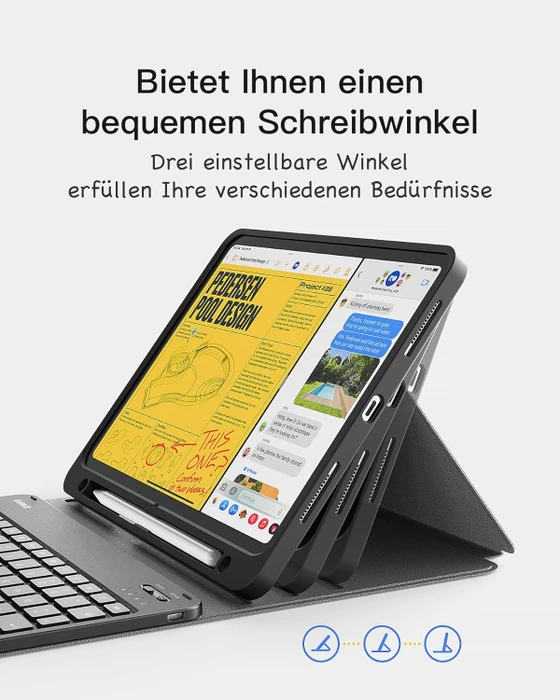 Inateck Tastatur Hülle für iPad Air 6 11"/iPad Air 5/iPad 10/iPad Pro 11", schwarz, DE