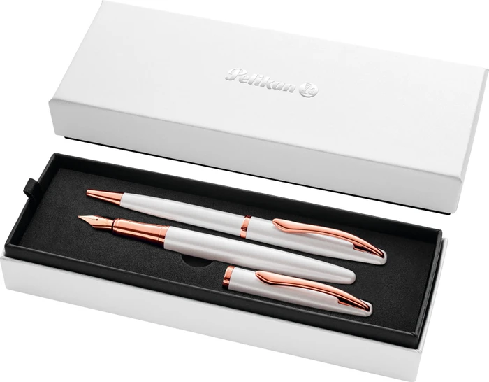 Pelikan Füller und Kugelschreiber Jazz Noble Elegance, perlmutt weiß, 2 Stück