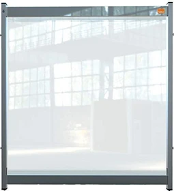 Nobo Premium Plus Schreibtisch-Trennwand modular aus durchsichtiger Folie, transparent/grau, 75x82cm