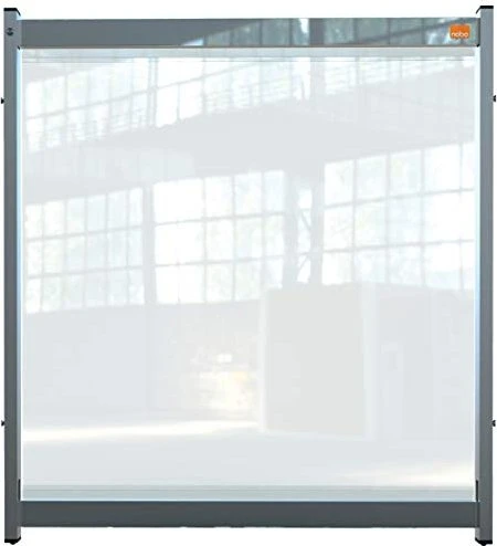Nobo Premium Plus Schreibtisch-Trennwand modular aus durchsichtiger Folie, transparent/grau, 75x82cm
