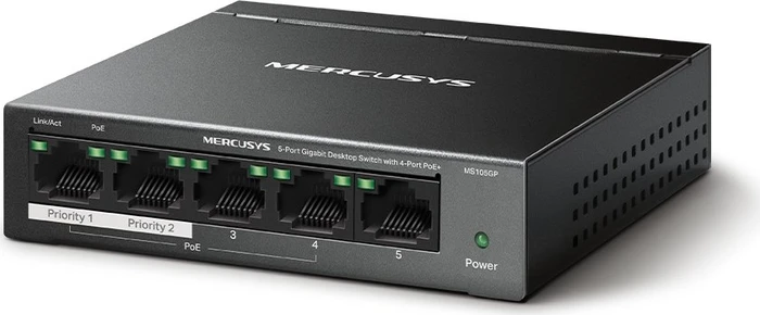 Mercusys Desktop Gigabit Switch, 5x RJ-45, 65W PoE+