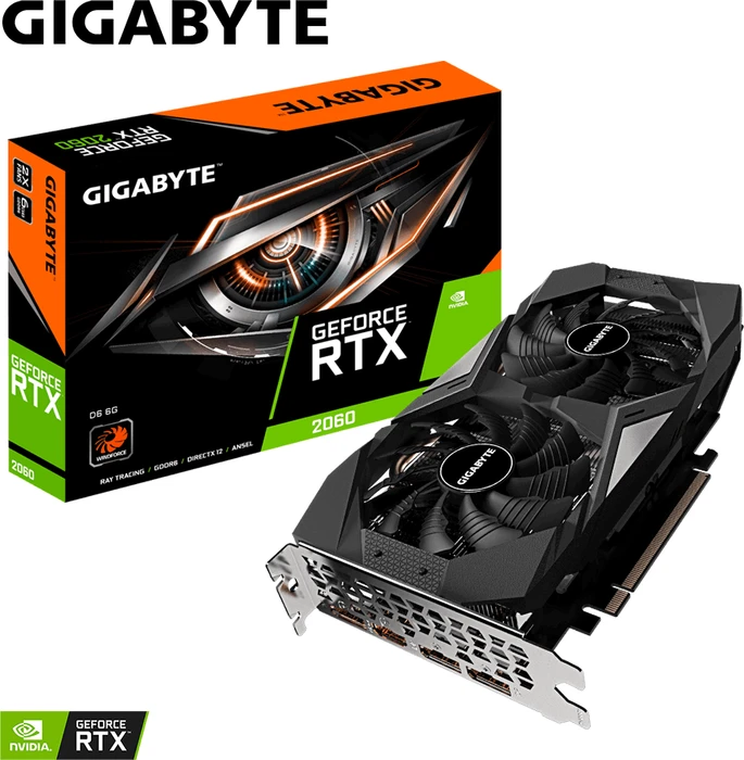 GIGABYTE GeForce RTX 2060 D6 6G (Rev. 1.0), 6GB GDDR6, HDMI, 3x DP
