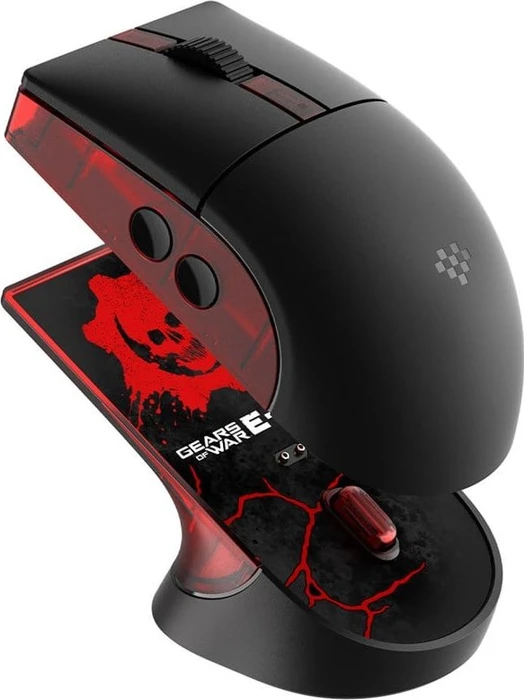 8BitDo Retro R8 Mouse mit Ladestation, Gears of War E-Day Edition, schwarz/rot, USB/Bluetooth