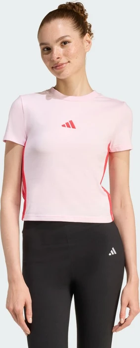 adidas Essentials 3-Streifen Slim Baby T-Shirt kurzarm clear pink/pure ruby (Damen)