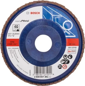Bosch Professional X551 Expert for Metal Fächerschleifscheibe gerade K40, 115x22.23mm, 1 Stück