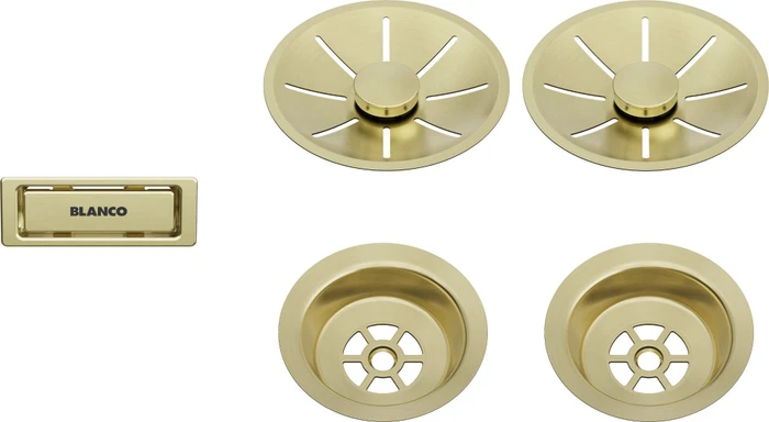 Blanco Ab- und Überlaufset für Doppelbecken satin gold