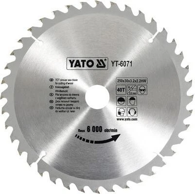 Yato YT-6071 HM Kreissägeblatt 40Z, 250x2.2x30mm, 1 Stück