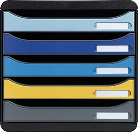 Exacompta Big Box Plus Schubladenbox, 5 Schubladen, Bee Blue