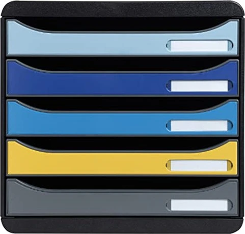Exacompta Big Box Plus Schubladenbox, 5 Schubladen, Bee Blue