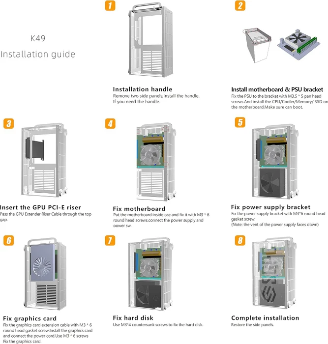 SGPC K49 Steel, silber/orange, Mini-ITX