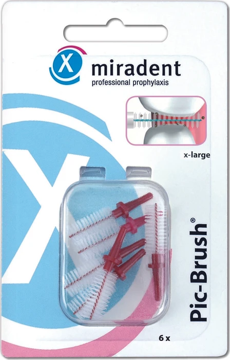 Miradent Pic-Brush Ersatz Interdentalbürste x-large bordeaux, 6 Stück