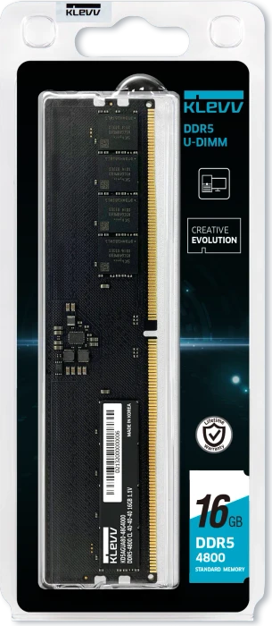 Klevv UDIMM 16GB, DDR5-4800, CL40-40-40-77, retail