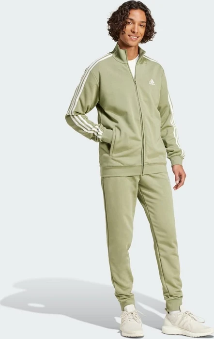 adidas Basic 3-Streifen French Terry Trainingsanzug tent green/off white (Herren)