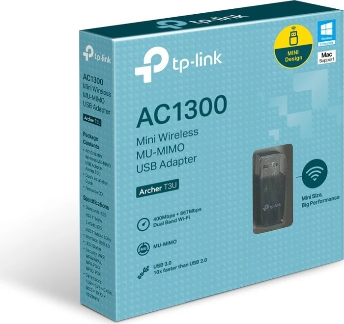 TP-Link AC1300 WLAN-Adapter, 2.4GHz/5GHz WLAN, USB-A 3.0 [Stecker]