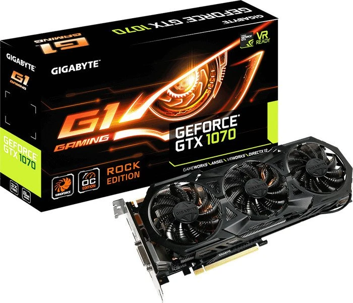 GIGABYTE GeForce GTX 1070 G1 Rock 8G, 8GB GDDR5, DVI, HDMI, 3x DP